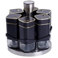 Набор баночек для специй 6 шт на поставке по 120 мл карусель Черный HP-1308