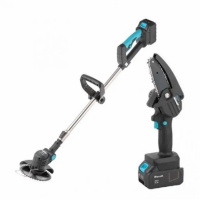 Беспроводная аккумуляторная коса + мини пила KRAFFTEC 48V 4inch (10 см) · Набор садового инструмента 2 в 1 Цепная пила для обрезки веток деревьев,...
