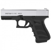 Пистолет сигнальный, стартовый Retay Glock G 19C (9мм, 7 зарядов), никель