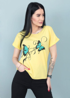 Жіноча блузка-футболка «Arial» оптом | Батал| Розпродаж моделі Жовтий, 50-52