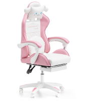 Детское геймерское кресло G892 с подушками и подставкой для ног, Розовое