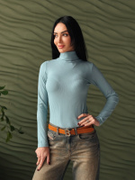 Жіночий гольф в рубчик «Made» оптом | Батал Фісташковий, 50-52