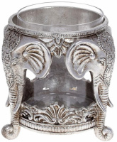 Подсвечник декоративный «Giorgi Слоны» со стеклянной колбой 14х14х14.5см, серебро