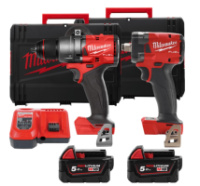 Набір з 2х інструментів акумуляторних безщіткових MILWAUKEE, M18 FPP2B3-502X  (зарядний пристрій M12 - 18FC, 2 акумулятори М18 В
