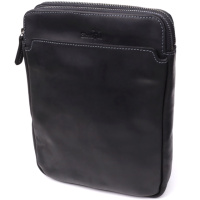 Практичная мужская сумка через плечо из винтажной натуральной кожи Shvigel 20870_1 Черный