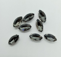 Страз (стекло)  в металлической оправе. Размер - 6×12 мм. Цвет - графитовый