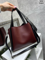 Три відділення. Бордо - формат А4 - велика, стильна та зручна сумка (0555)