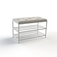 Банкетка для обуви Женева-1 70см велюр светло-серый 6-0-9003