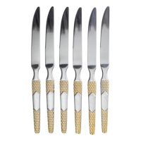 Набор столовых ножей 6 штук ножи сервировочные из нержавеющей стали 22.7 см Серебро с золотом HP-20-36