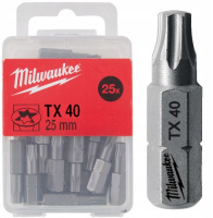 Біта MILWAUKEE, TX40, 25мм, (25шт), пластикова коробка