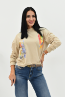 Жіноча кофта-худі з двонитки «Lenox» | Розпродаж моделі Бежевий, 50-52