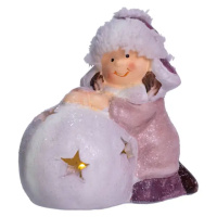Новогодняя фигурка с подсветкой Девочка со снежным шаром из фарфора 11×7×12 (см) новогодний декор для дома, квартиры на подарок CR-5-9