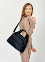Жіноча стильна сумка шкіра еко містка чорна 790158001