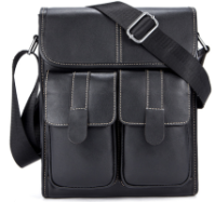 Сумка чоловіча вертикальна шкіряна 720019 Чорна