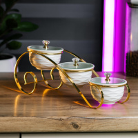 Набір баночок для сипучих продуктів 3 штуки по 180 мл на металевій підставці