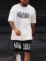 Чорно-білий легкий чоловічий літній спортивний костюм з трендовим дизайном