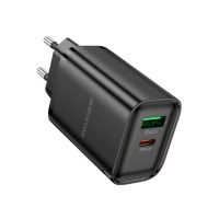 СЗУ BOROFONE BA87A 110-240V, PD65W+Q3.0, USB+Type-C, 65W, Black, Bох