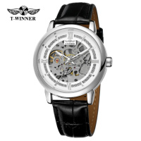Чоловічий механічний годинник Forsining 8173 Silver-White Leather з автопідзаводом