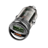 Автомобільний зарядний пристрій HOCO Z53A Vision PD30W+QC3.0 car charger Transparent Black (6942007611305)
