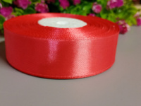 Атласная лента/ 2.5 см/ 33 метра/ светло красный