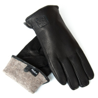 PODIUM Перчатка Мужская кожа-олень S-103 black шерсть