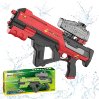 Водный пистолет для детей, электрический водный автомат Скорпион детский с автоматической закачкой воды, красный