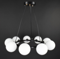 Люстра потолочная подвесная на 9 лампочек S17/9-bk-wh Черный 25-110х65х65 см.