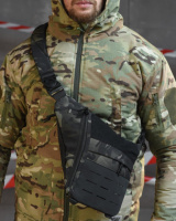 Нагрудна тактична сумка під одяг чорний мультикам ВТ4738