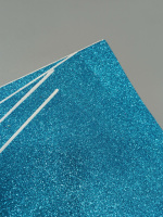 Фоамиран глиттерный с клеевой. Размер 20×30см. Цвет - голубой