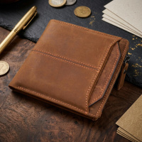 Мужской кожаный кошелек для карт купюр и монет Vintage 22856 Коричневый