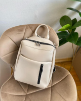 БЕЖ ТАУП — сумка-рюкзак - великий, якісний, із зручною кишенею спереду (Луцьк, 802)