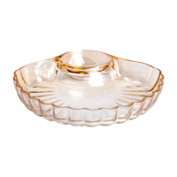 Стеклянное блюдо с соусником 21х19х3 см тарелка для суши коричневая HP-YH-1