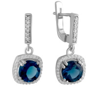 Серебряные серьги CatalogSilver с топазом Лондон Блю 3.906ct (2058632)