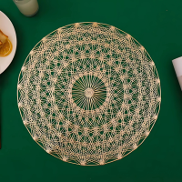 Сервировочная салфетка круглая под горячее, коврик сервировочный золотистый набор 2 шт