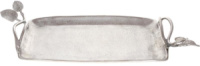 Поднос «Fabiana» с ручками, прямоугольный, 60х26х8.5см, металл, серебро