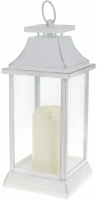 Декоративный фонарь «Ночной Огонек» с LED подсветкой 17.5х17.5х41см, белый с золотой патиной