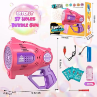 Генератор мильних бульбашок Space Bubble з 57 отворами та підсвічуванням на акумуляторі,Рожевий