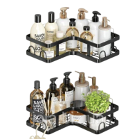 Угловая полка для ванной комнаты 2 шт – Corner Shower Caddy черная