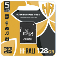 Карта пам'яті Hi-Rali microSDXC (UHS-3) 128 GB Card Class 10 з адаптером, Чорний - купити в SmartEra.ua