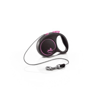 Рулетка-повідець Flexi Black Design XS трос 3м/8кг рожевий