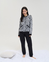 Жіноча піжама зі штанами - Байка з начосом - Панди - Family look - Мама/донька  S, M, L