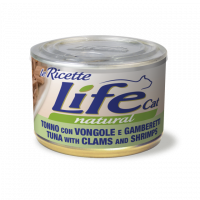 Консерва для кошек класса холистик LifeCat tuna with clams and shrimps 150g,ЛайфКет 150гр Тунец мидия креветка