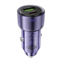 Автомобільний зарядний пристрій HOCO Z52 Spacious PD38W (1C1A) car charger Transparent Purple (6942007601757)