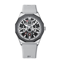 Чоловічий наручний годинник Curren 8437 Silver-White зі сріблястим корпусом та силіконовим ремінцем