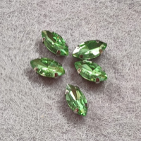 Страз(стекло) в оправе/ 5×10мм/ салатовый/ 5 шт