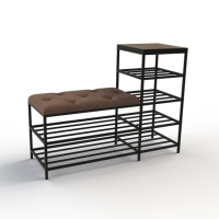 Банкетка для обуви Барселона-1 100см велюр коричневый/риголетто темный 1-1-9005