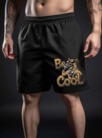 Чорні чоловічі стильні шорти з ДТФ