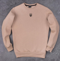 Світшот Pobedov 007 ЗИМА - Герб чорна вишивка Пісочний