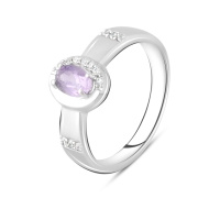 Серебряное кольцо CatalogSilver с натуральным аметистом 0.425ct, вес изделия 3,07 гр (2108788) 18 размер