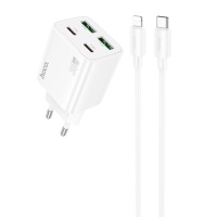 МЗП Hoco N56 Fundador PD30W four-port (2USB-A/2C) + кабель Type-C to Lightning